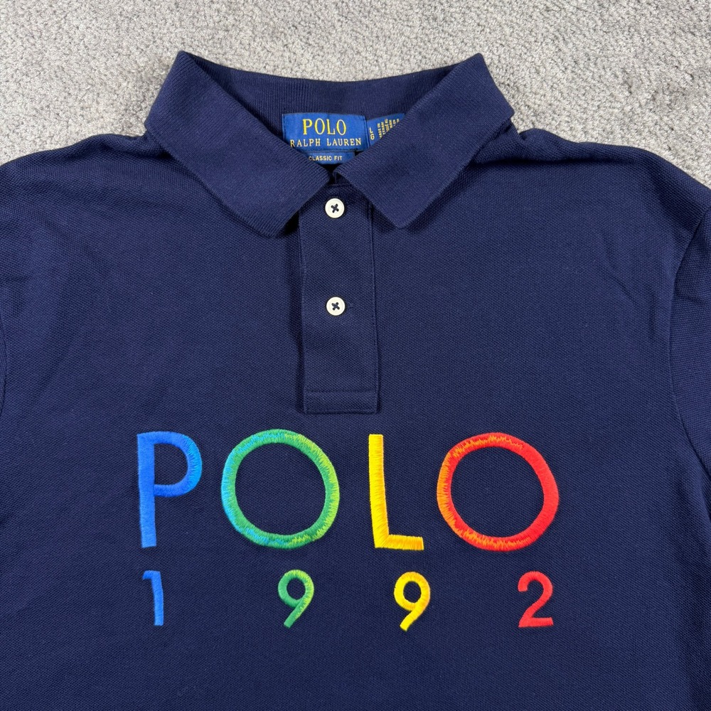 Polo Ralph Lauren Mens Navy Blue POLO 1992 Classic Fit Polo Shirt Large